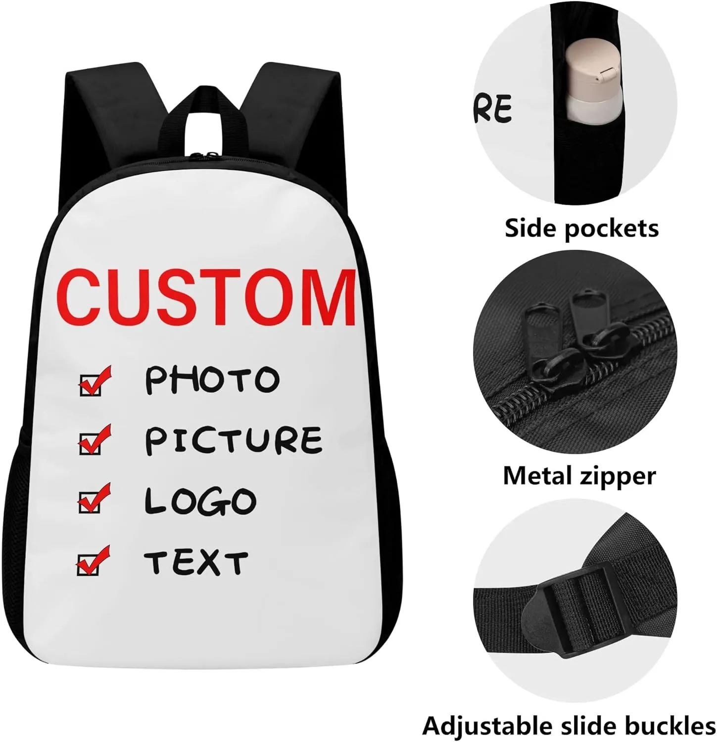 Custom Laptop Backpack Personalized Large Capacity Shoulder Add Your Own Name Picture or Photo for Travel Backpack
