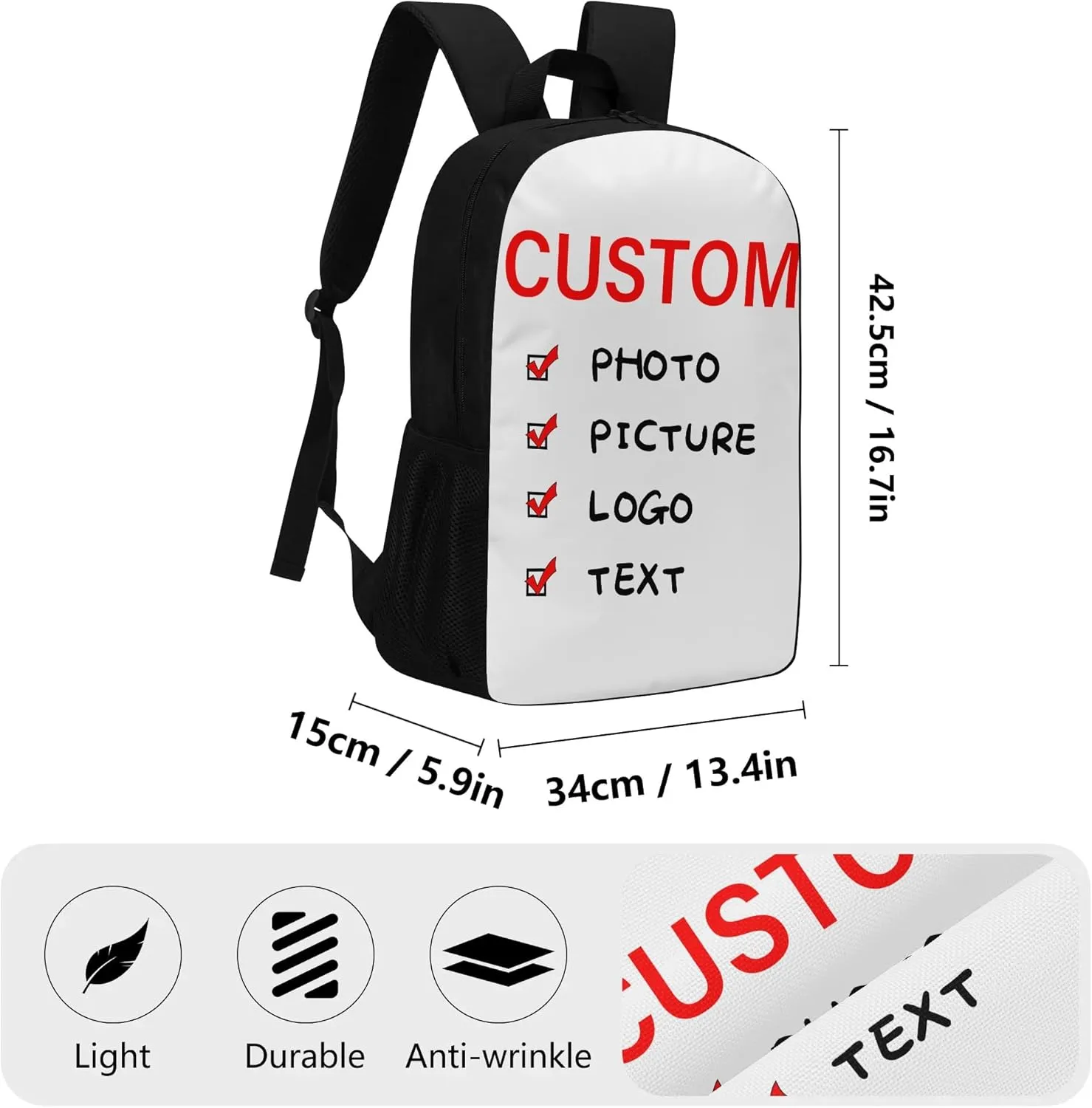 Custom Laptop Backpack Personalized Large Capacity Shoulder Add Your Own Name Picture or Photo for Travel Backpack