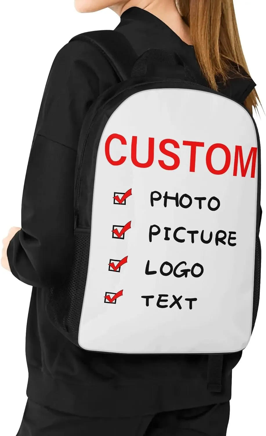 Custom Laptop Backpack Personalized Large Capacity Shoulder Add Your Own Name Picture or Photo for Travel Backpack