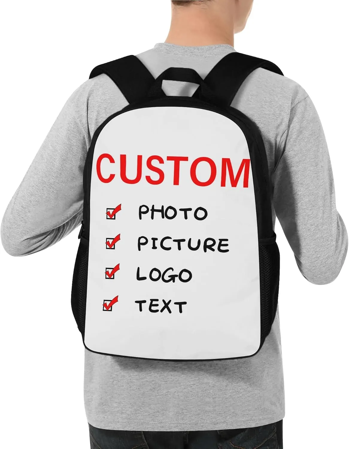Custom Laptop Backpack Personalized Large Capacity Shoulder Add Your Own Name Picture or Photo for Travel Backpack