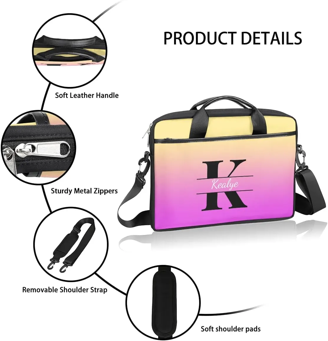 Custom Laptop Bag for Women Men Personalized Name 13 14 15.6 inch Laptop Messenger Shoulder Bags