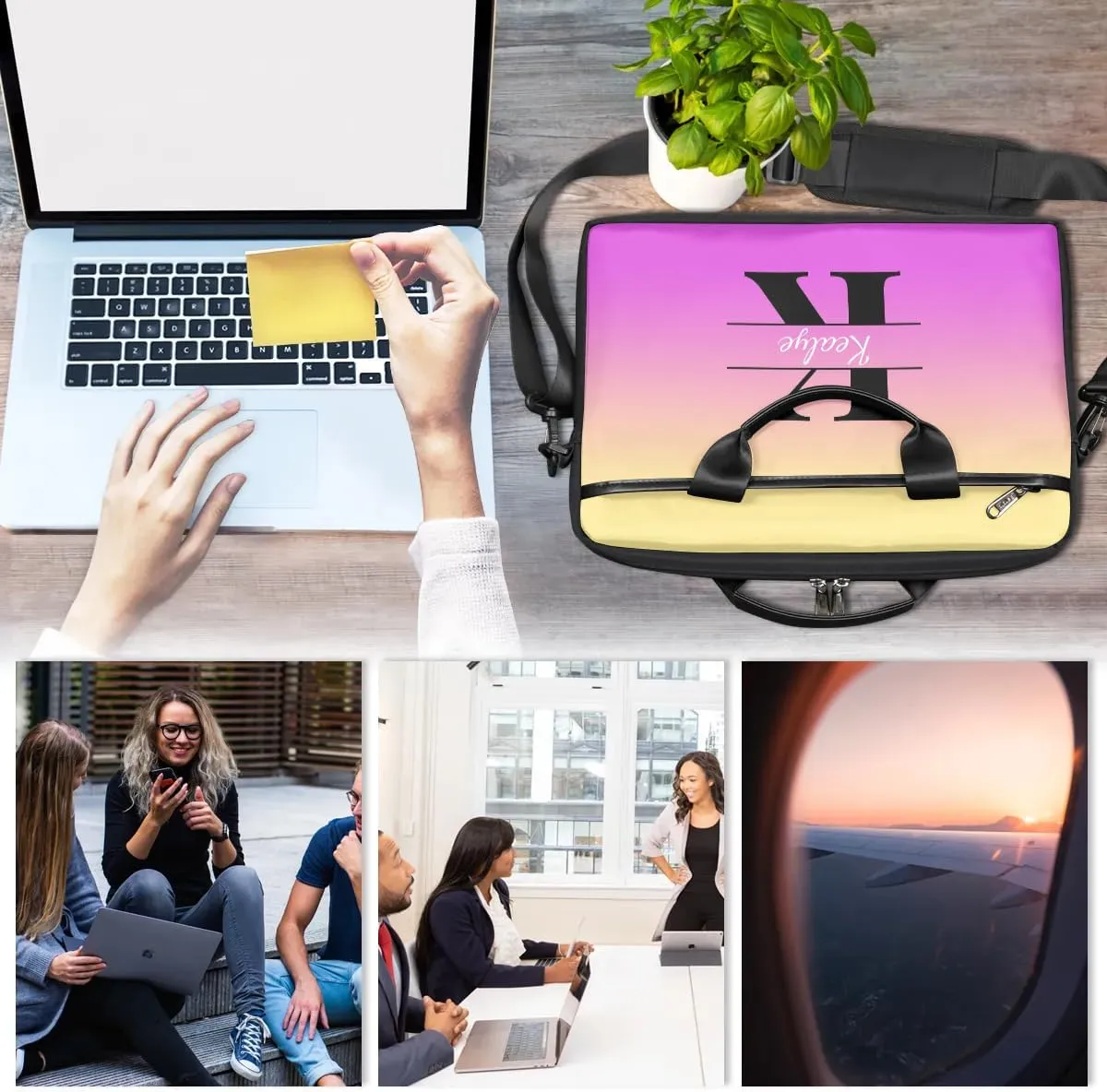 Custom Laptop Bag for Women Men Personalized Name 13 14 15.6 inch Laptop Messenger Shoulder Bags