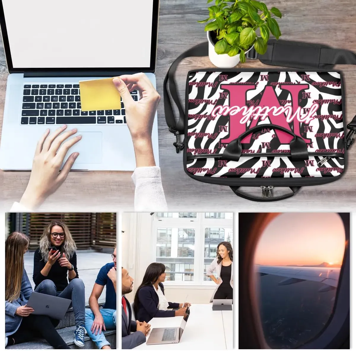 Custom Laptop Bag for Women Men Personalized Name 13 14 15.6 inch Laptop Messenger Shoulder Bags