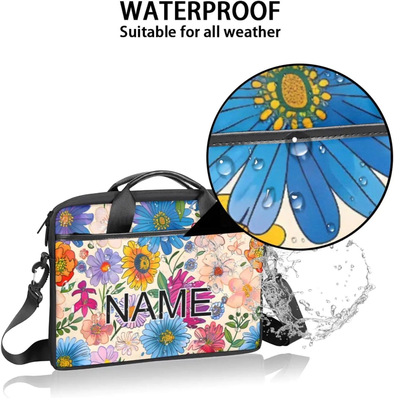 Custom Laptop Bag with Name Personalized 15 Inch Shoulder Computer Bag