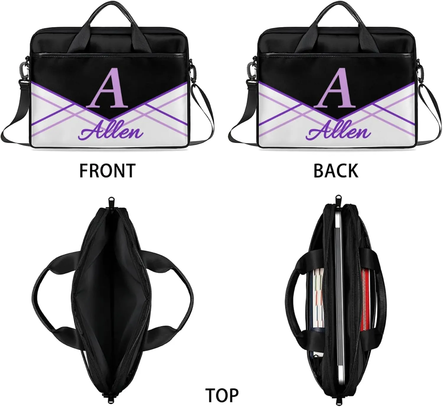 Custom Laptop Bag,Personalized Shoulder Bag for Laptop,Portable Computer Bag,Gifts for Business Office White Stitching