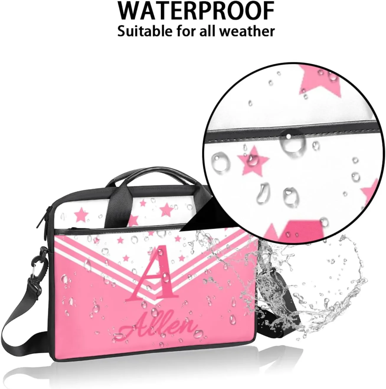 Custom Laptop Bag,Personalized Shoulder Bag for Laptop,Portable Computer Bag,Gifts for Business Office White Stitching