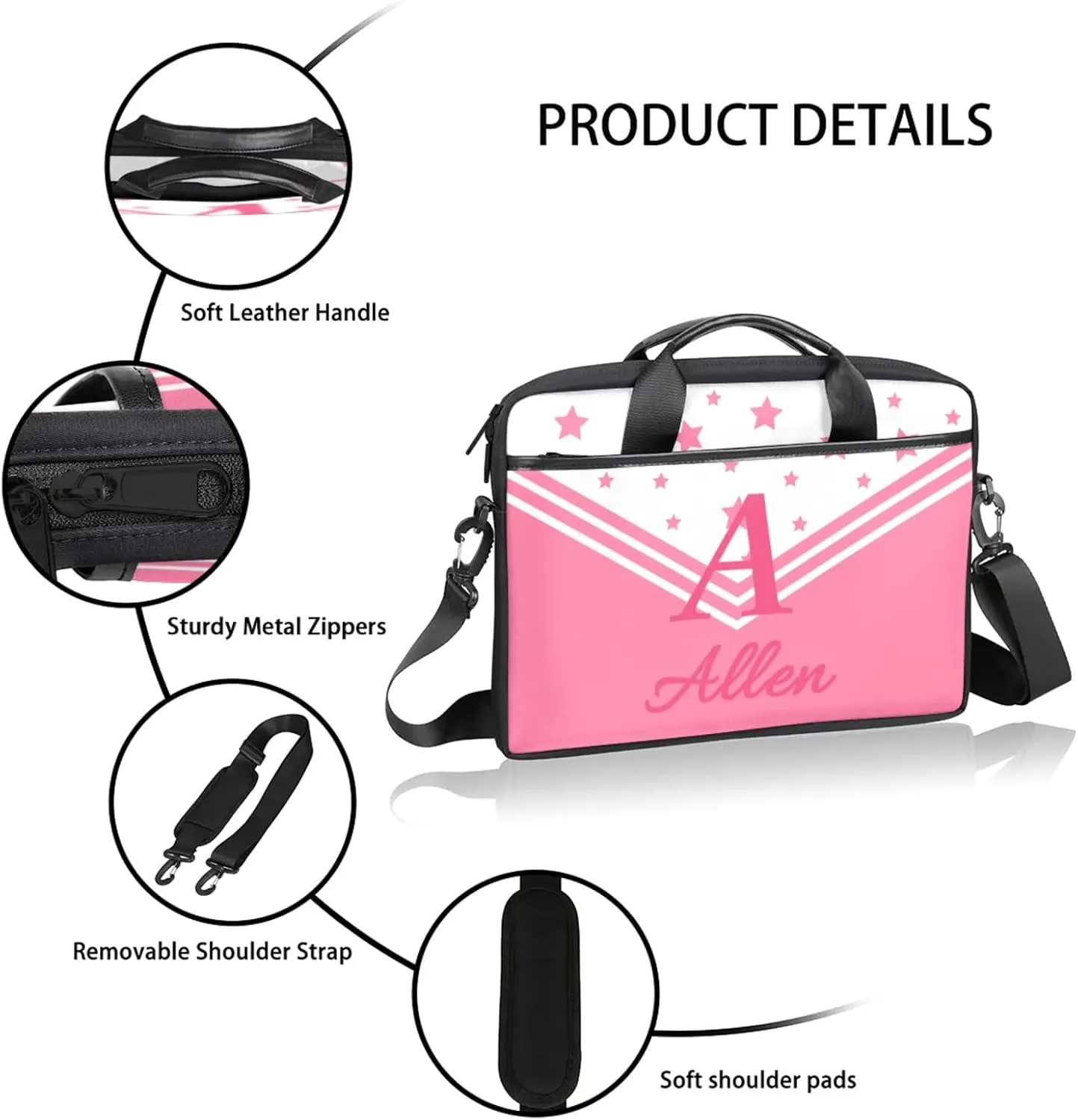 Custom Laptop Bag,Personalized Shoulder Bag for Laptop,Portable Computer Bag,Gifts for Business Office White Stitching