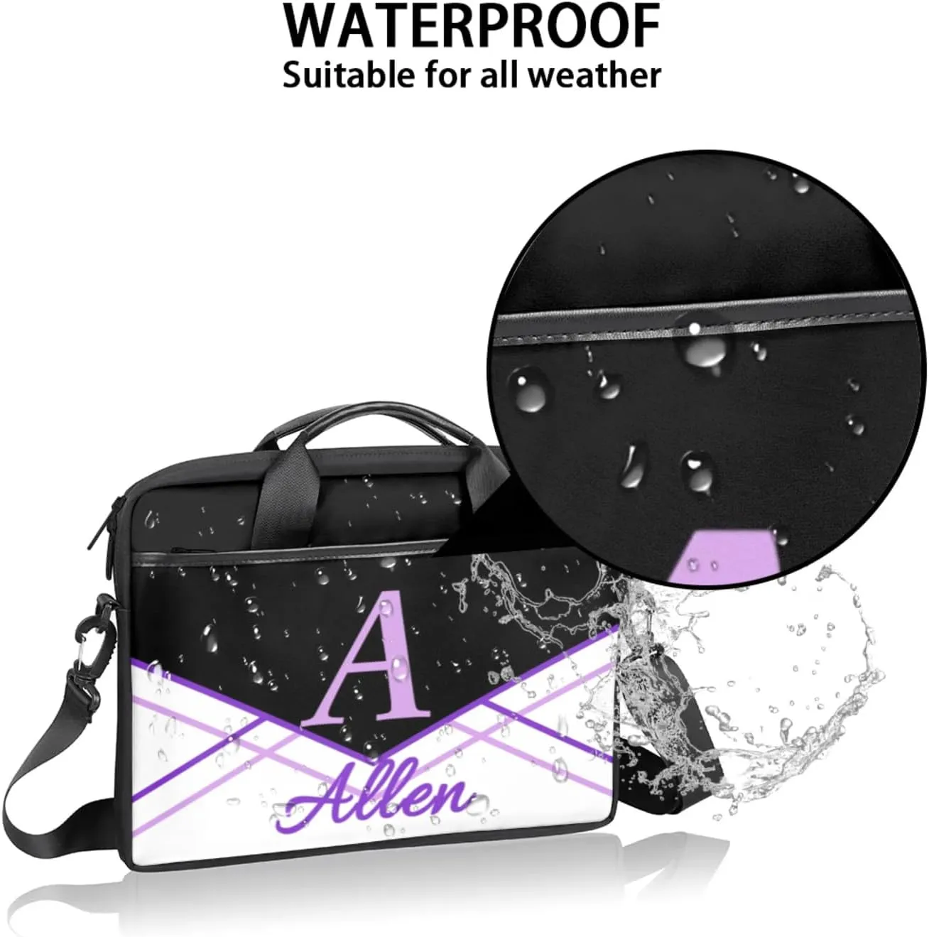 Custom Laptop Bag,Personalized Shoulder Bag for Laptop,Portable Computer Bag,Gifts for Business Office White Stitching