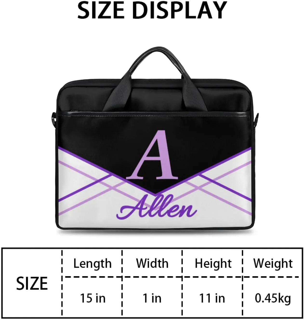 Custom Laptop Bag,Personalized Shoulder Bag for Laptop,Portable Computer Bag,Gifts for Business Office White Stitching