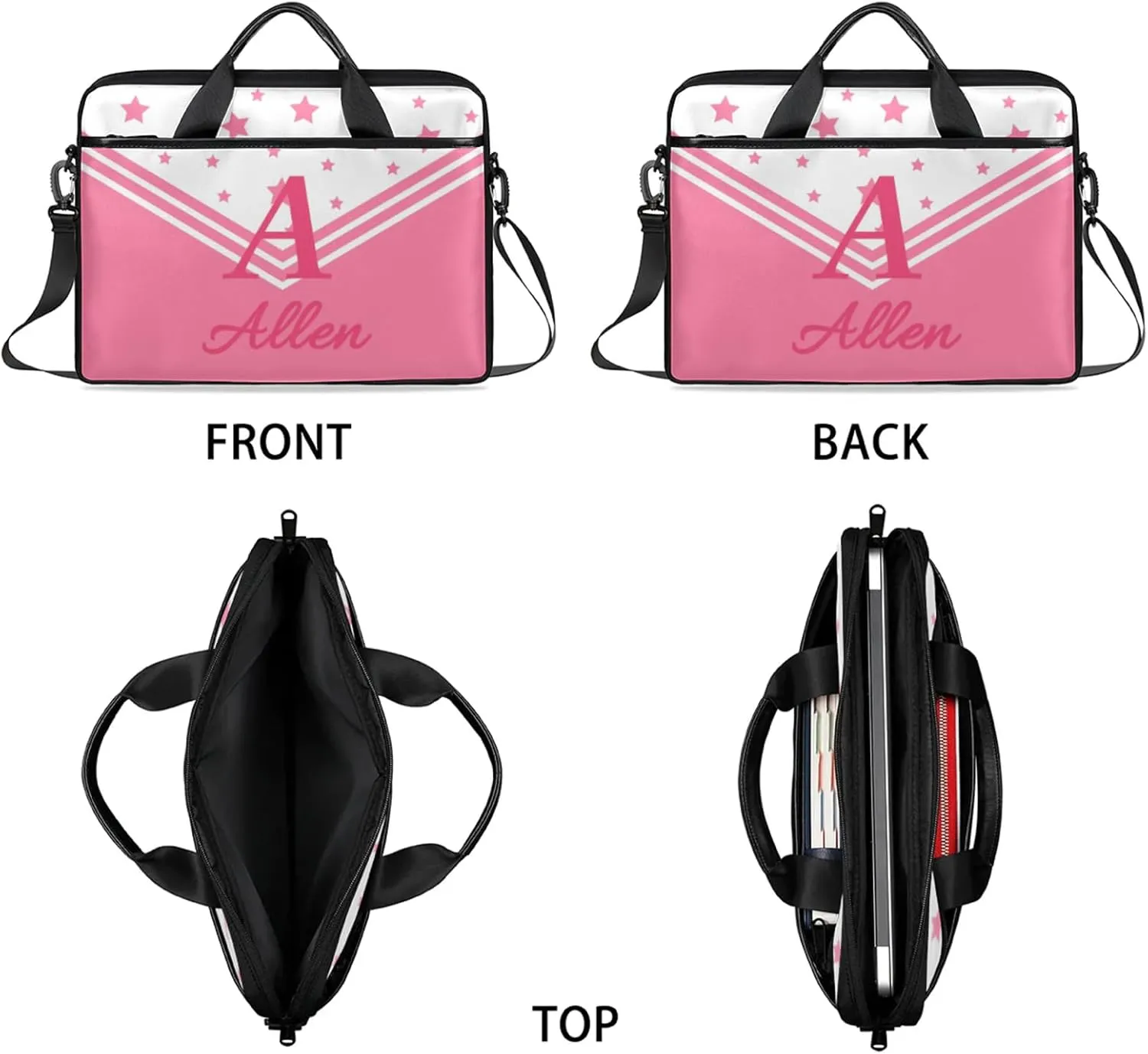 Custom Laptop Bag,Personalized Shoulder Bag for Laptop,Portable Computer Bag,Gifts for Business Office White Stitching