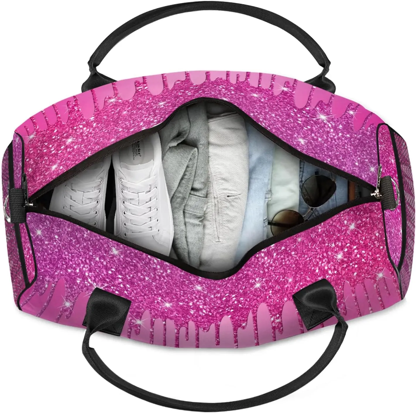 Custom Name Sports Duffel Bag Personalized Dance Gym Bag for Women Men Overnight Weekender Travel Duffel Bags Lightweight 17.4in, Berry