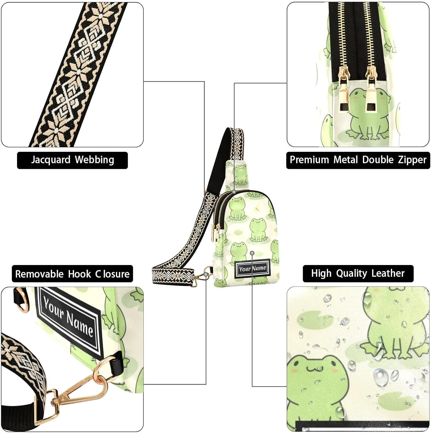 Custom Sling Bag for Women Cute Personalized Leather Crossbody Shoulder Bags Chest Bag