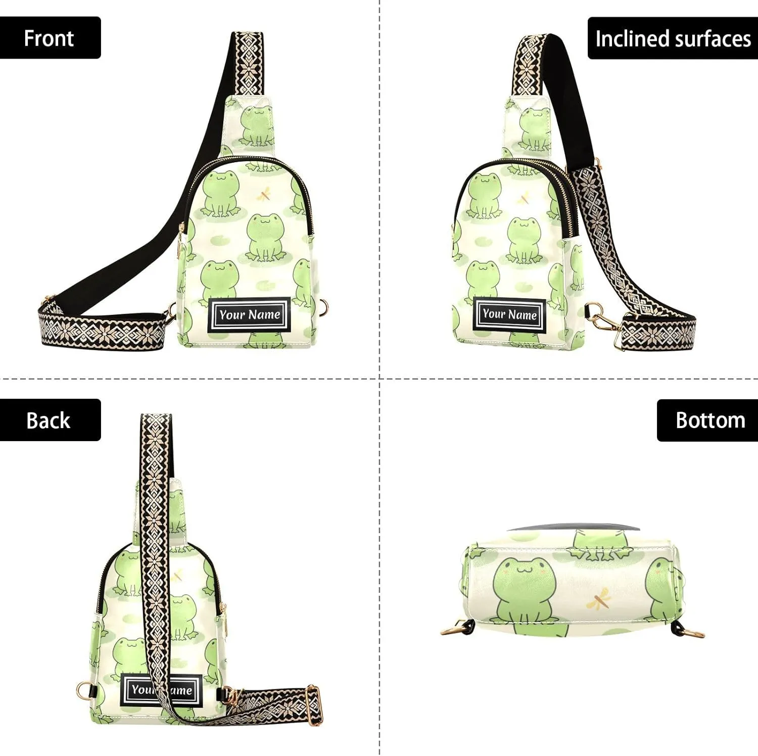 Custom Sling Bag for Women Cute Personalized Leather Crossbody Shoulder Bags Chest Bag