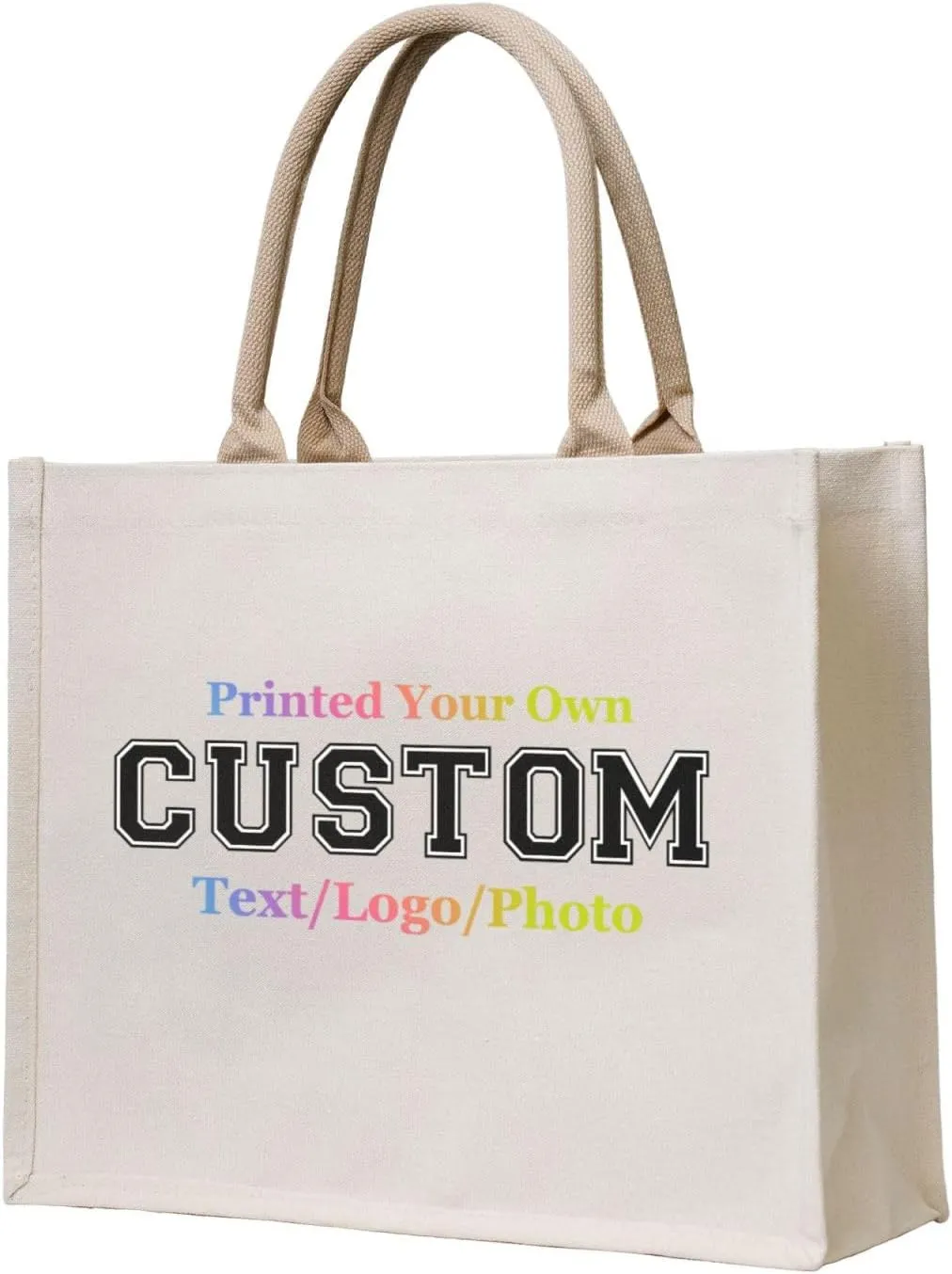 Custom Tote Bags for Women Add Your Picture/Text/LogoPersonalized Canvas Beach Bag Gifts for Women Friend Mom Teacher Sister