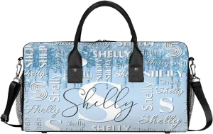 Custom Travel Duffle Bag for Men Women Personalized Waterproof Overnight Weekender Bag Foldable Travel Bag Large Sports Gym Bag Luggage Tote Bag, Glitter Drops Light Blue