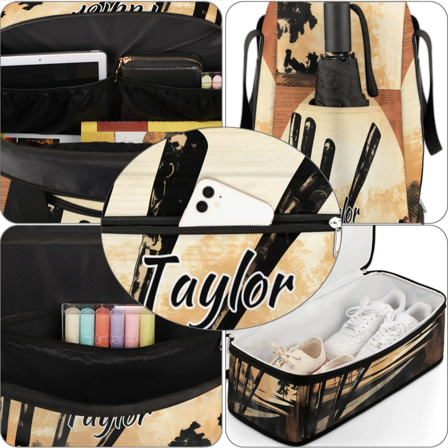 Customized Gym Bag for Women, Personalized Golf Club Travel Duffel Bag with Name, Sports Theme Weekender Overnight Bag with Shoes Compartment for Men Travel Yoga