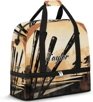 Customized Gym Bag for Women, Personalized Golf Club Travel Duffel Bag with Name, Sports Theme Weekender Overnight Bag with Shoes Compartment for Men Travel Yoga