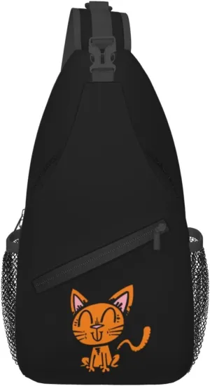 Cute And Happy Cat Crossbody Bags For Women Men Chest Backpack Gym Shoulder Bag Travel Outdoor Sports Casual Crossbody Bags