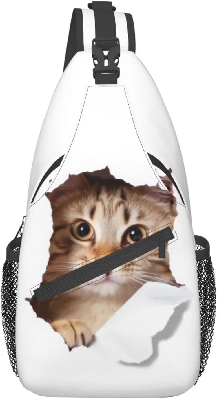 Cute Animals Cat Outdoor Cross-body Shoulder Bag, Unisex Backpack For Women Men Young Hiking Travel