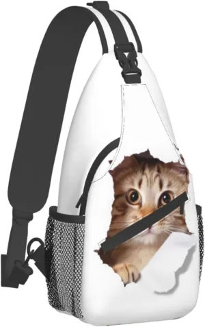 Cute Animals Cat Outdoor Cross-body Shoulder Bag, Unisex Backpack For Women Men Young Hiking Travel