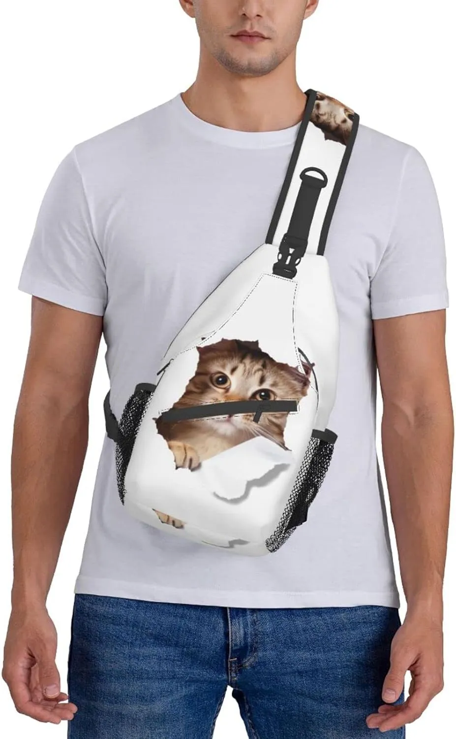 Cute Animals Cat Outdoor Cross-body Shoulder Bag, Unisex Backpack For Women Men Young Hiking Travel