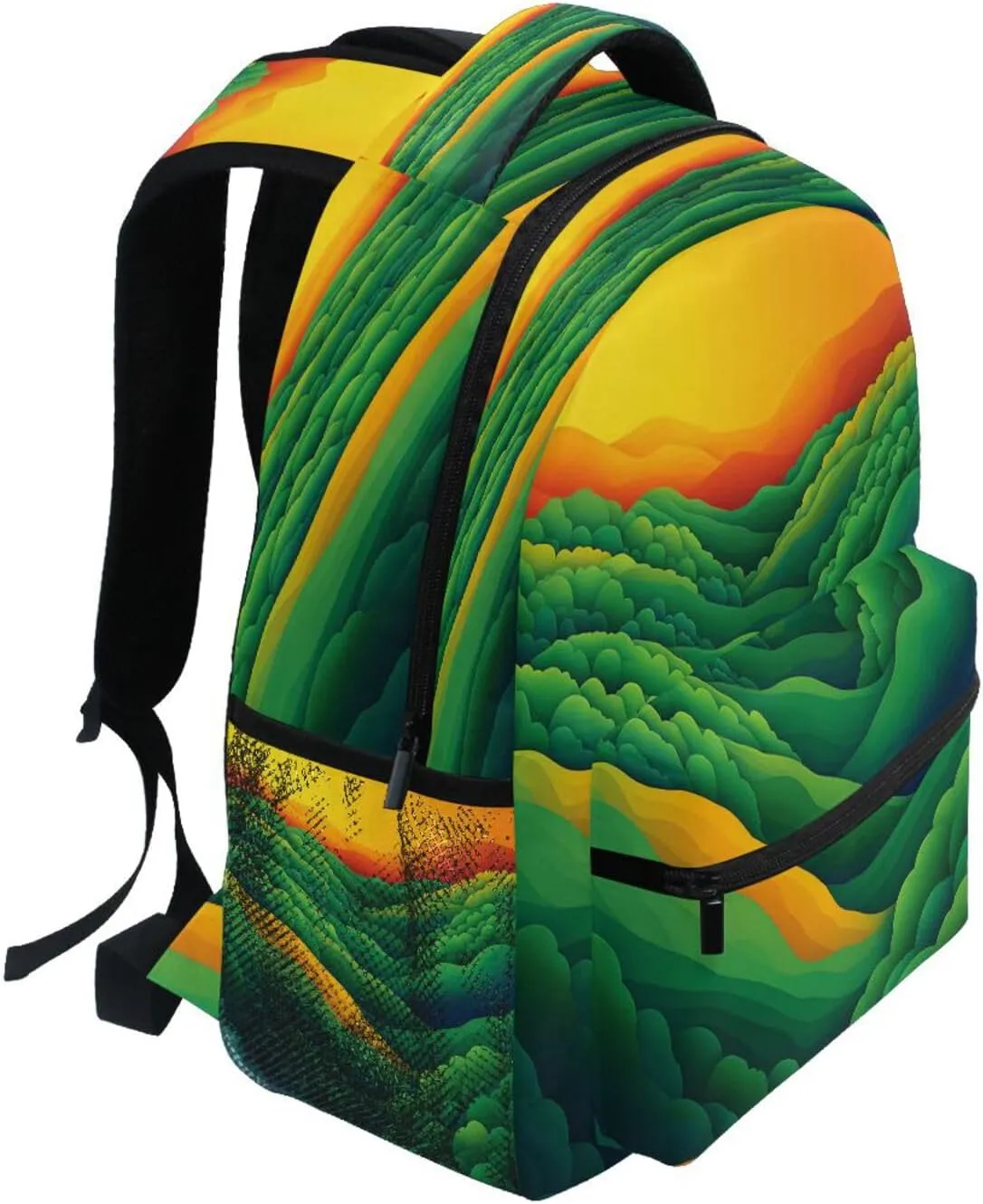 Cute Backpack for Unisex Adult Waterproof Laptop Bag with Chest Strap for Travel Trip Spinach Landscape Style