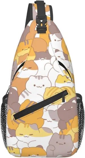 Cute Cats Crossbody Sling Backpack Sling Bag Adjustable Chest Shoulder Daypack For Women Men