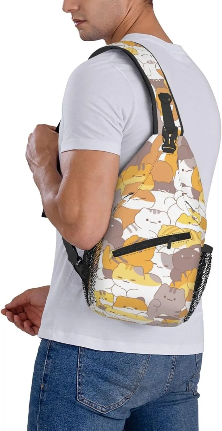 Cute Cats Crossbody Sling Backpack Sling Bag Adjustable Chest Shoulder Daypack For Women Men