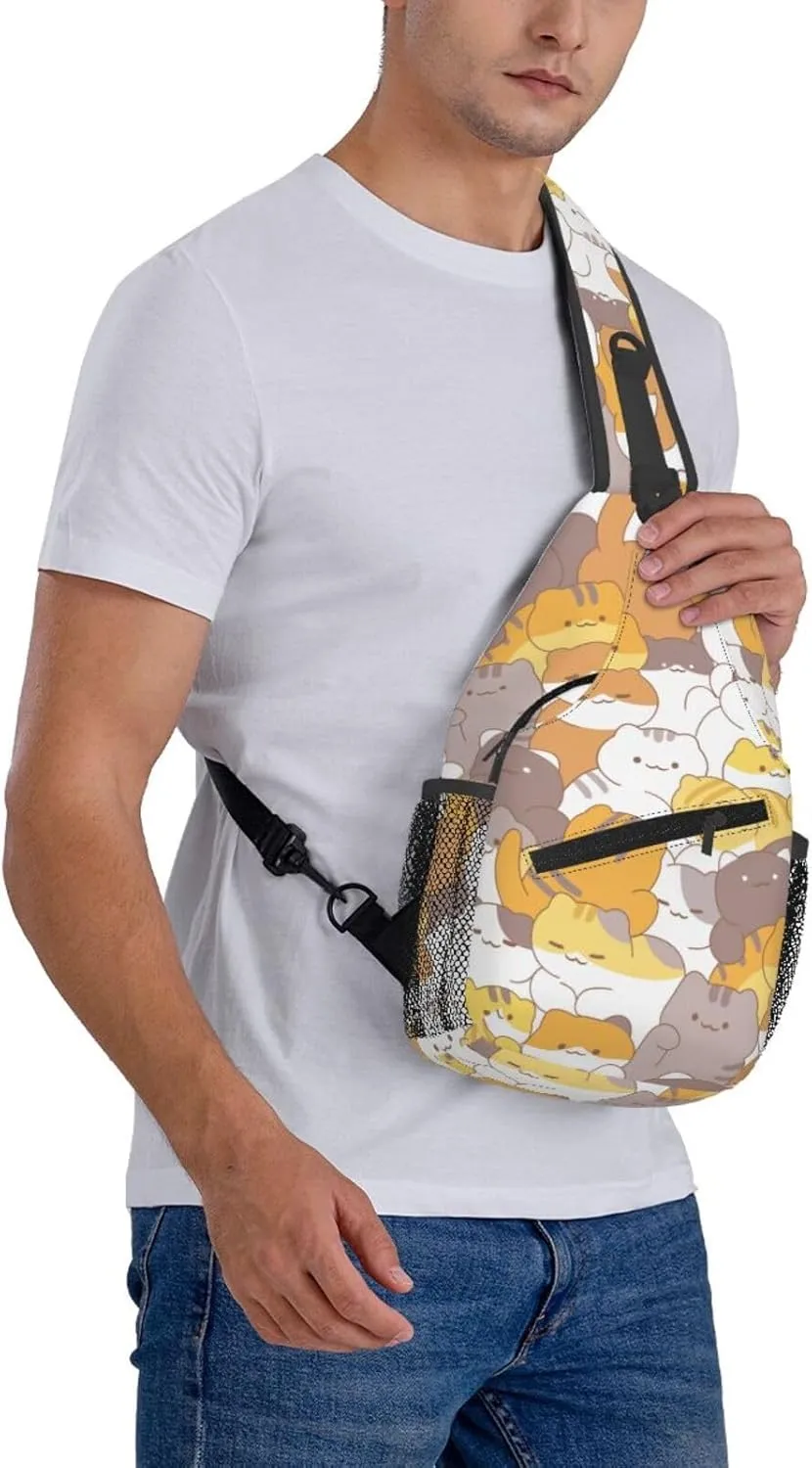 Cute Cats Crossbody Sling Backpack Sling Bag Adjustable Chest Shoulder Daypack For Women Men