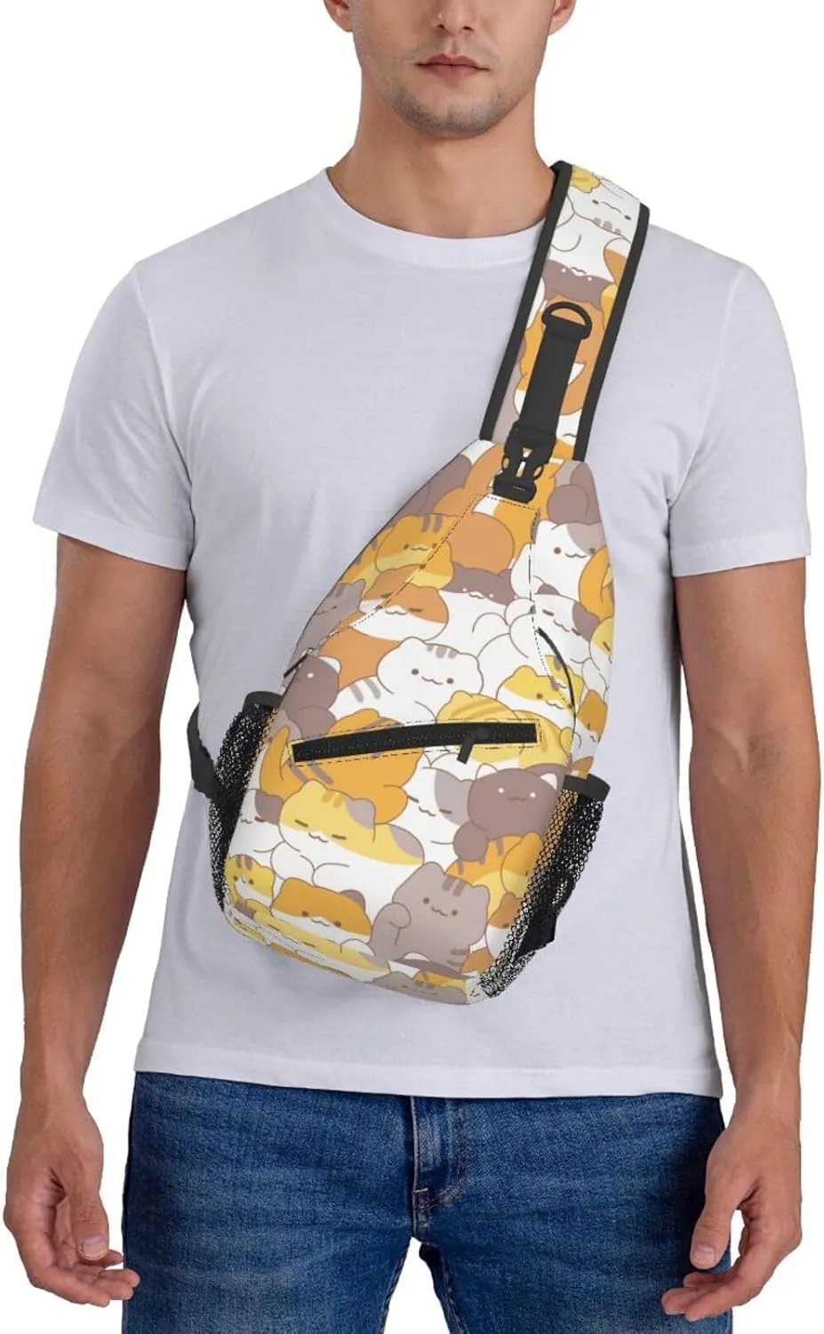 Cute Cats Crossbody Sling Backpack Sling Bag Adjustable Chest Shoulder Daypack For Women Men