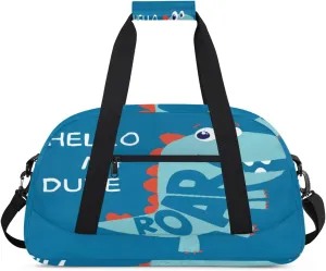 Cute Dinosaur Gym Duffel Bag for Men Women Cartoon Dinosaur Sports Tote Bag with Adjustable Shoulder Strap for Dance Gymnastics Traveling Outdoor Camping Overnight Stay