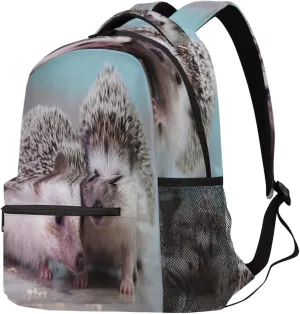 Cute Hedgehog Travel Waterproof Backpack Log Floor Laptop Bag with Adjustable Padded Shoulder Straps for Women Men Business Work Travel Hiking Camping