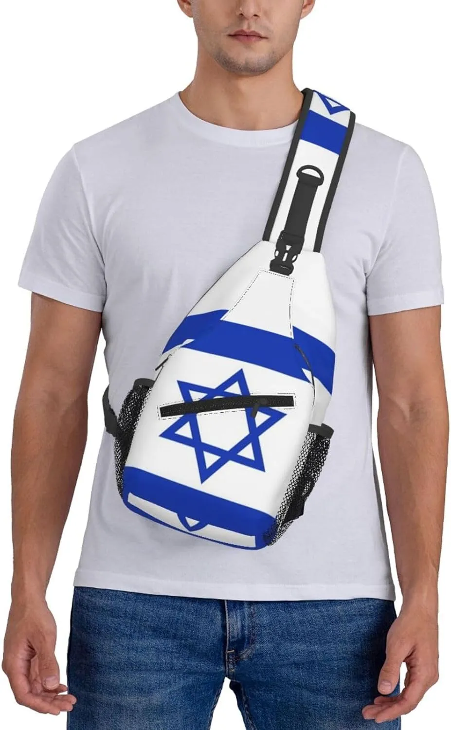 Cute Israel Flag Sling Backpack, Multipurpose Crossbody Shoulder Bag Israeli Travel Hiking Daypack for Men Women