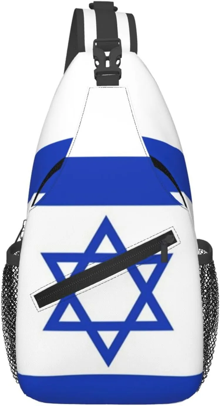 Cute Israel Flag Sling Backpack, Multipurpose Crossbody Shoulder Bag Israeli Travel Hiking Daypack for Men Women