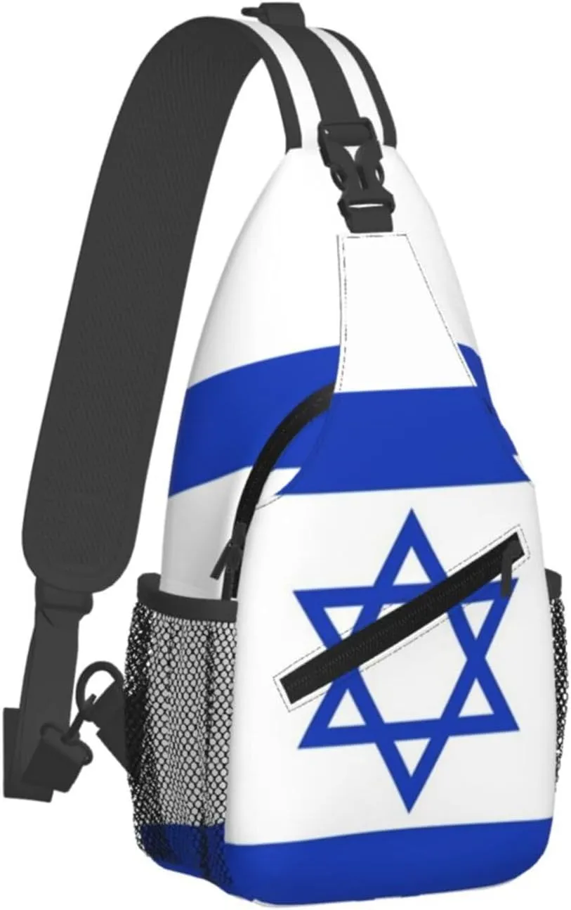 Cute Israel Flag Sling Backpack, Multipurpose Crossbody Shoulder Bag Israeli Travel Hiking Daypack for Men Women