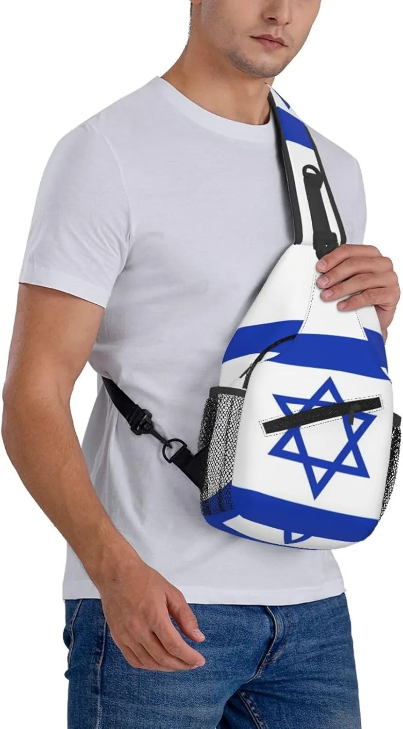Cute Israel Flag Sling Backpack, Multipurpose Crossbody Shoulder Bag Israeli Travel Hiking Daypack for Men Women