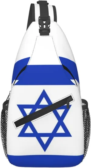 Cute Israel Flag Sling Backpack, Multipurpose Crossbody Shoulder Bag Israeli Travel Hiking Daypack for Men Women