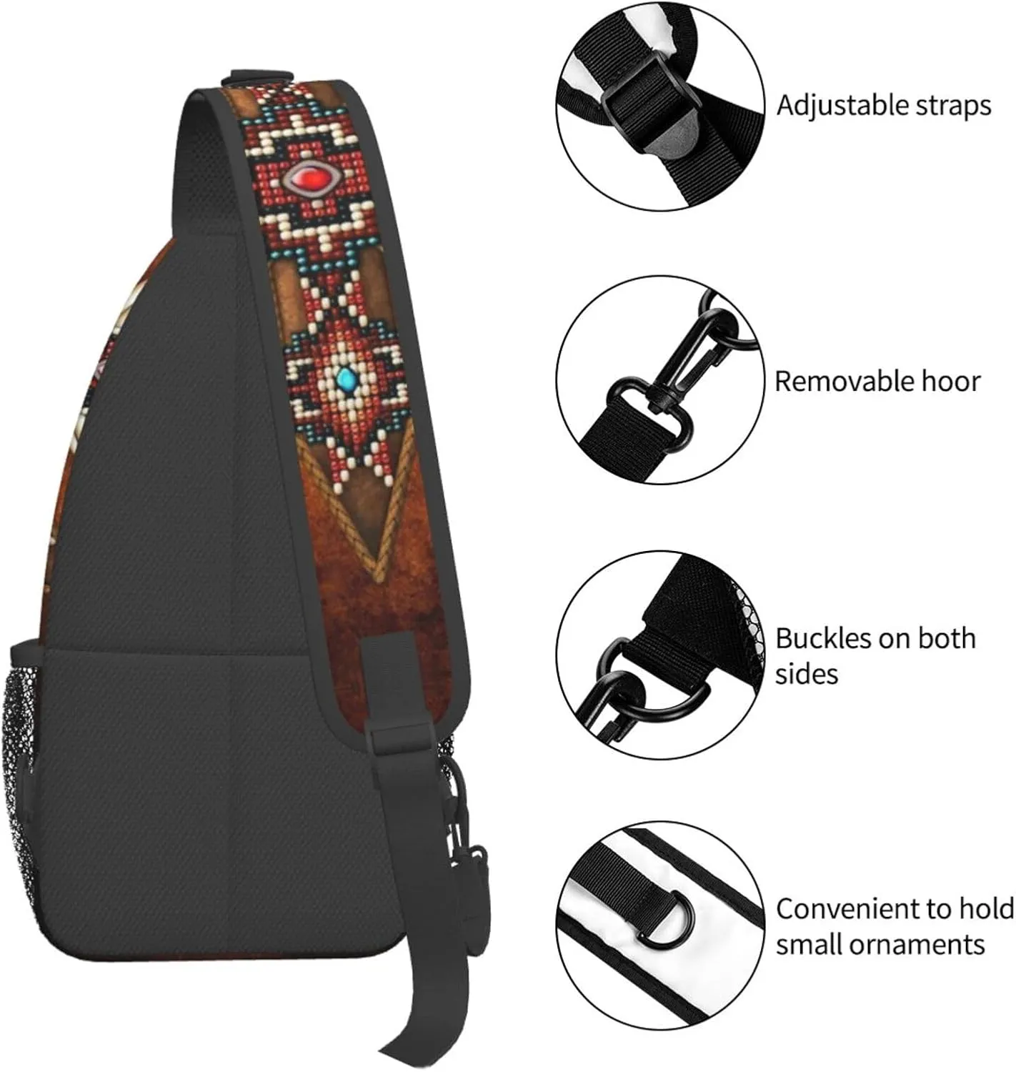 Cute Native American Sling Backpack, Multipurpose Crossbody Shoulder Bag Indian Chest Bag Travel Hiking Daypack