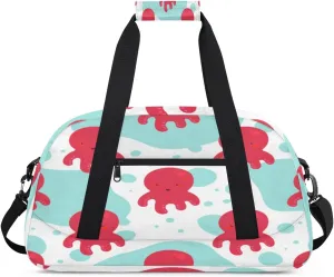 Cute Octopus Gym Duffel Bag for Men Women Sea Animal Sports Tote Bag with Adjustable Shoulder Strap for Dance Gymnastics Traveling Outdoor Camping Overnight Stay