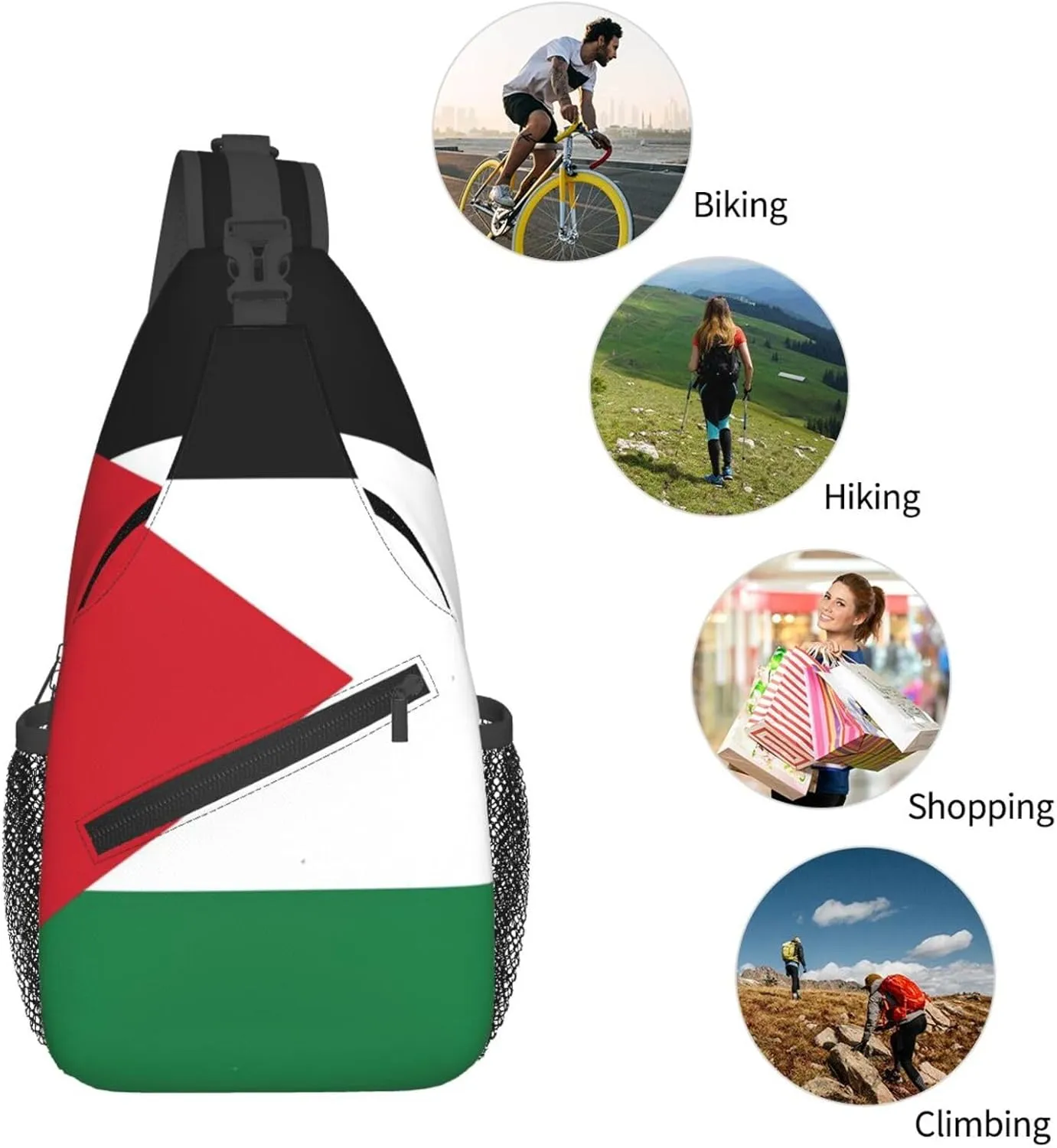 Cute Palestine Flag Sling Backpack Multipurpose Crossbody Sling Bag Travel Hiking Crossbody Shoulder Bag Backpack