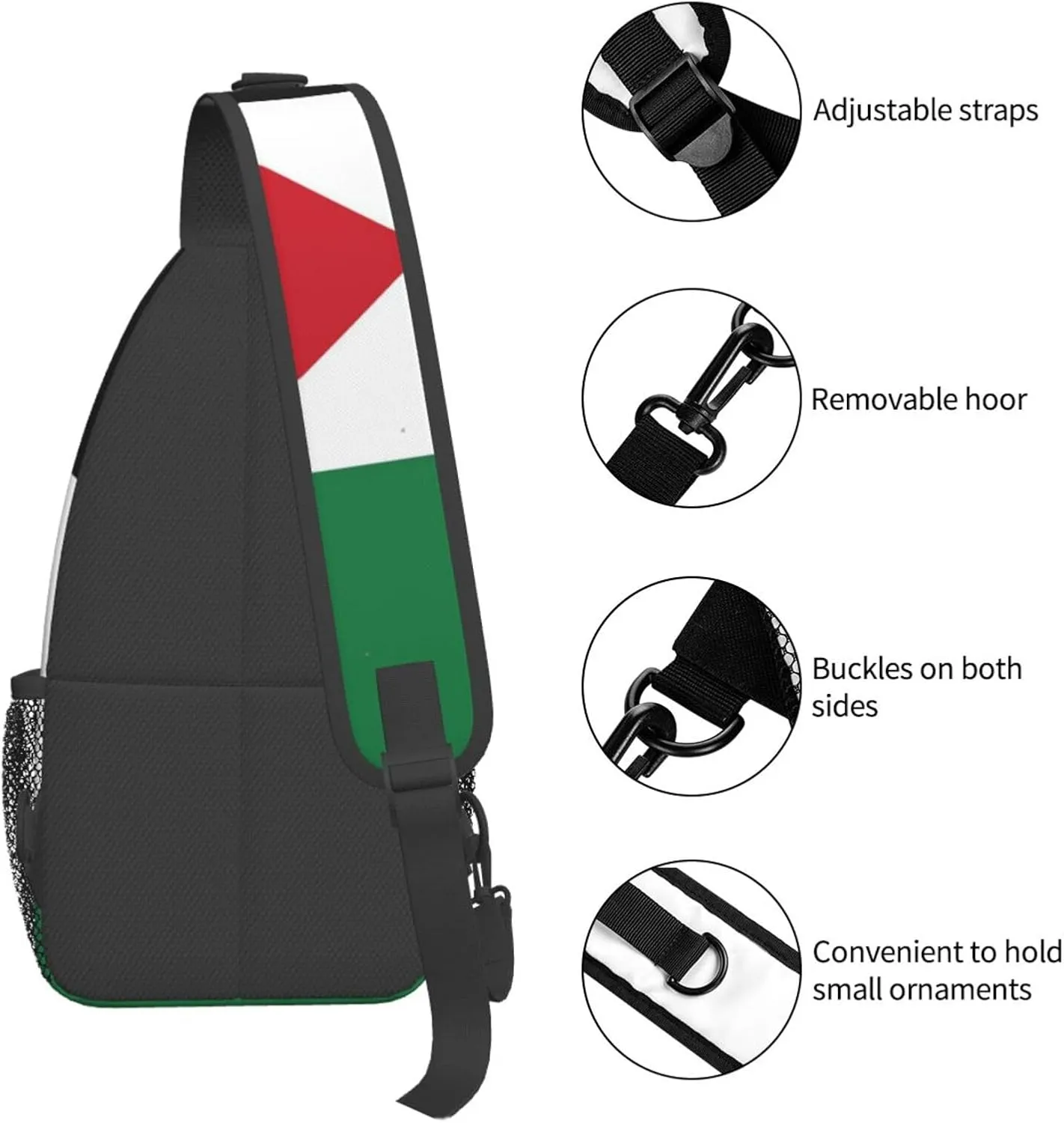Cute Palestine Flag Sling Backpack Multipurpose Crossbody Sling Bag Travel Hiking Crossbody Shoulder Bag Backpack