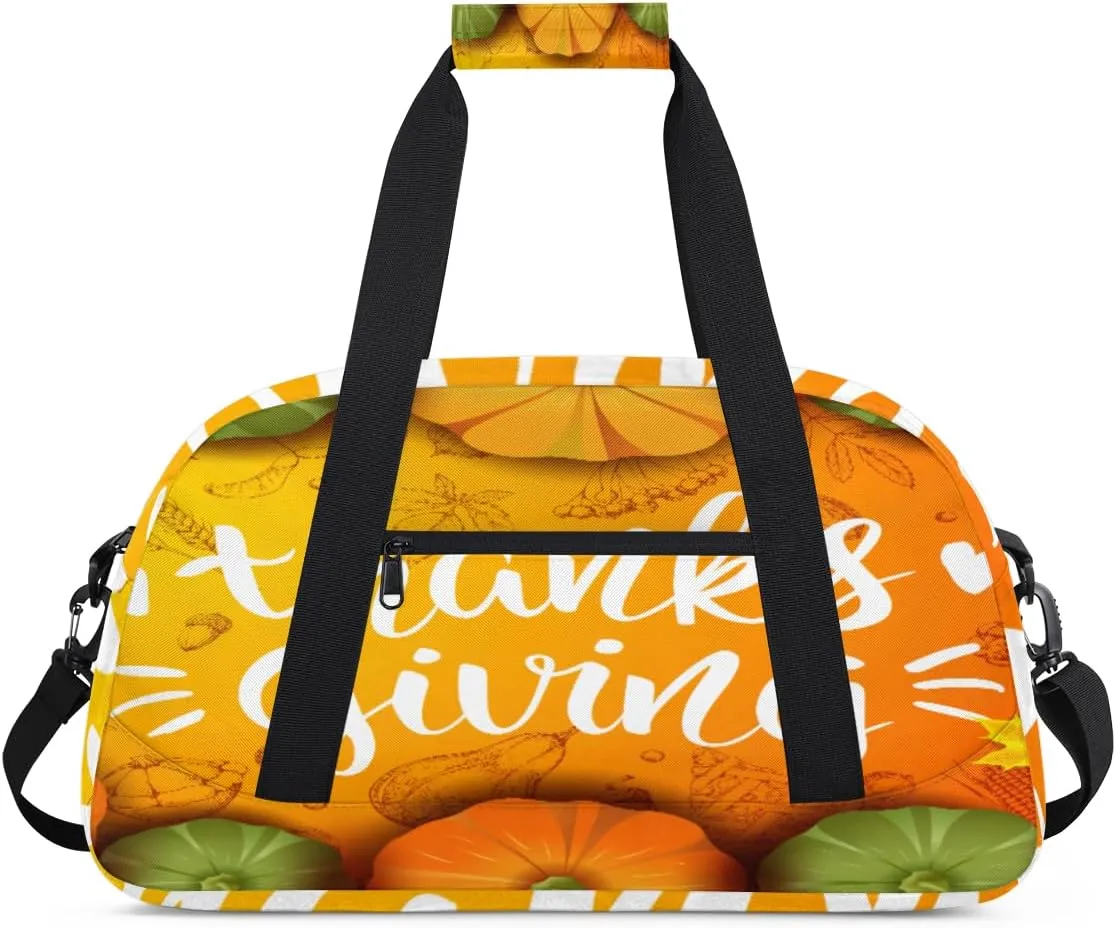 Cute Pumpkin Gym Duffel Bag for Men Women Pumpkin Sports Tote Bag with Adjustable Shoulder Strap for Dance Gymnastics Traveling Outdoor Camping Overnight Stay