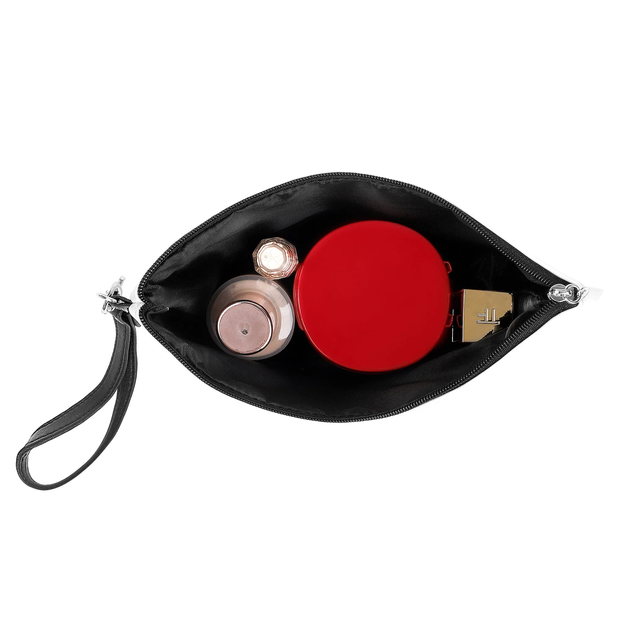 Cute Skull Pattern PU Leather Zipper Sling Make Up Bag
