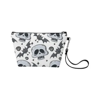 Cute Skull Pattern PU Leather Zipper Sling Make Up Bag