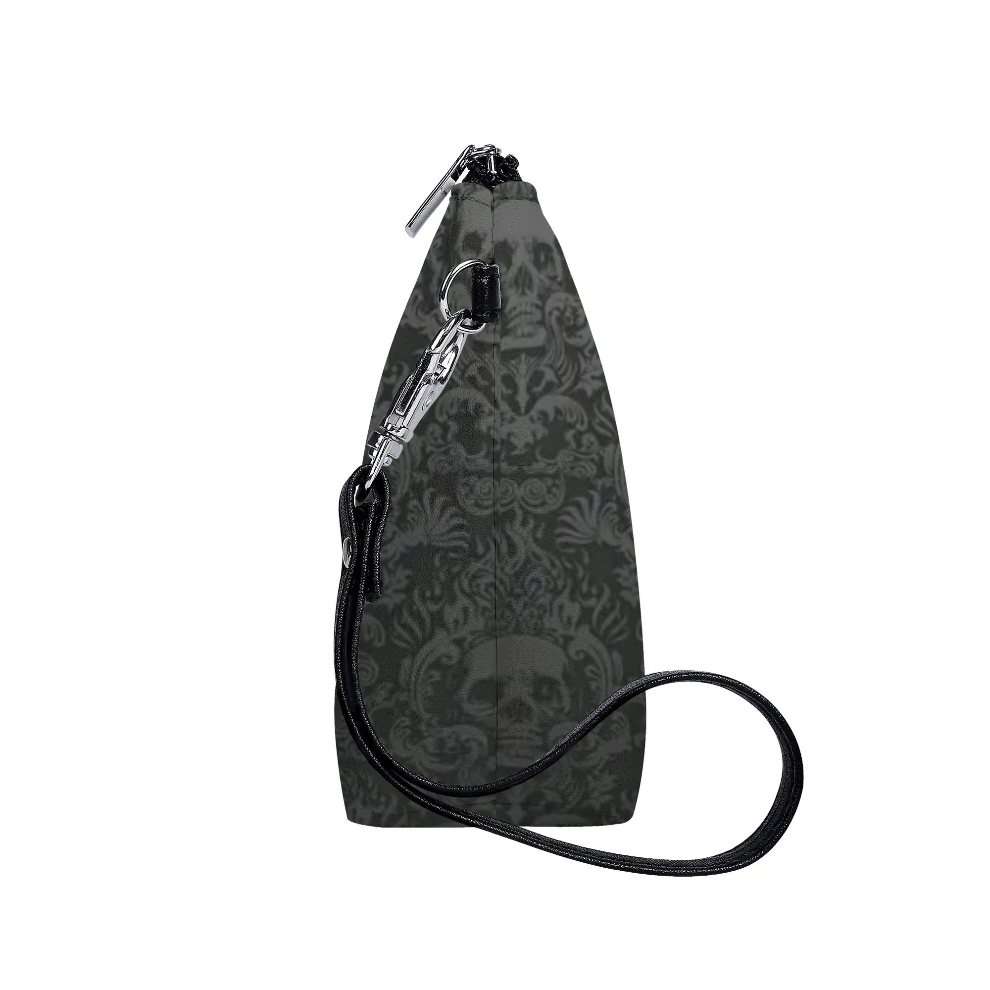 Cute Skull Pattern PU Leather Zipper Sling Make Up Bag