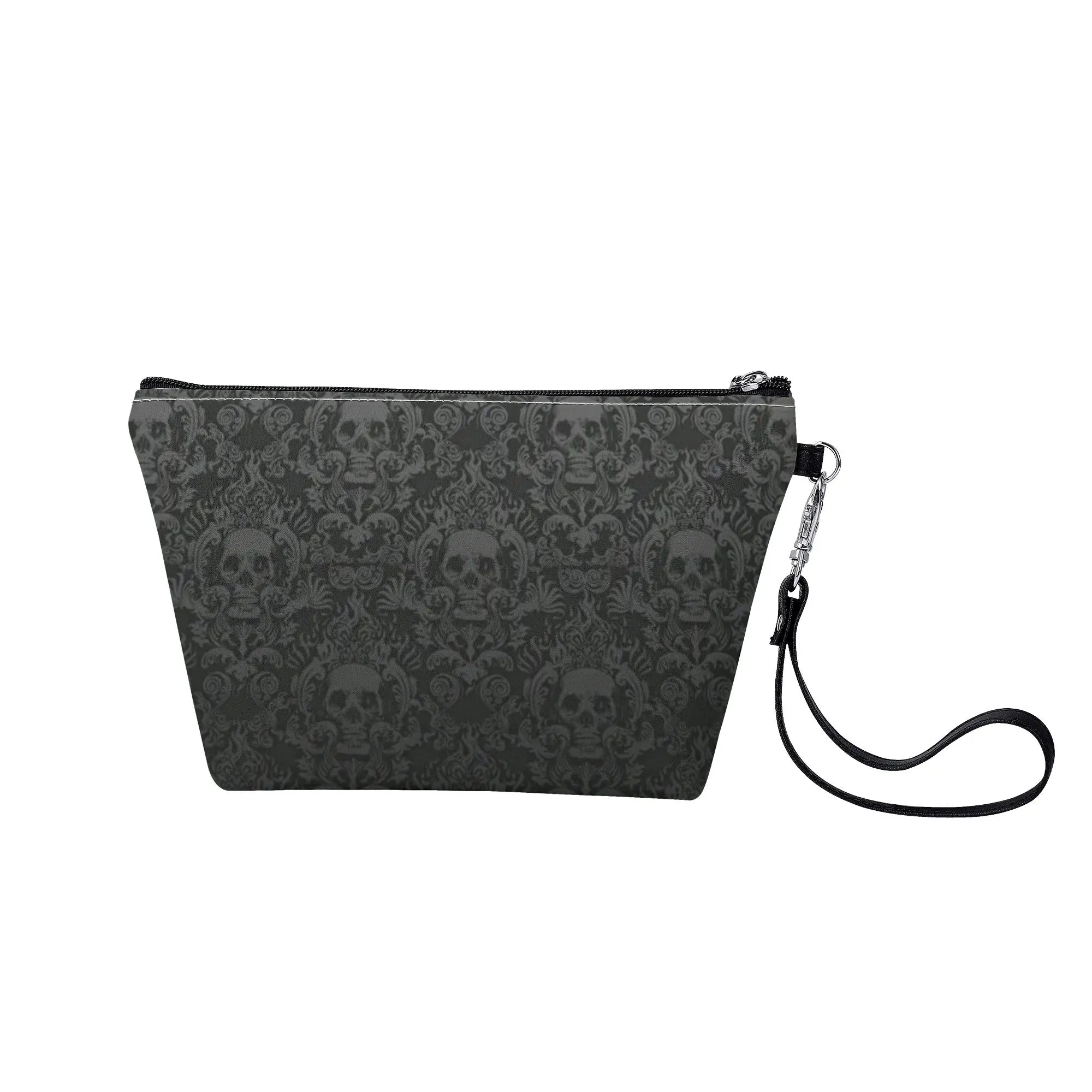 Cute Skull Pattern PU Leather Zipper Sling Make Up Bag