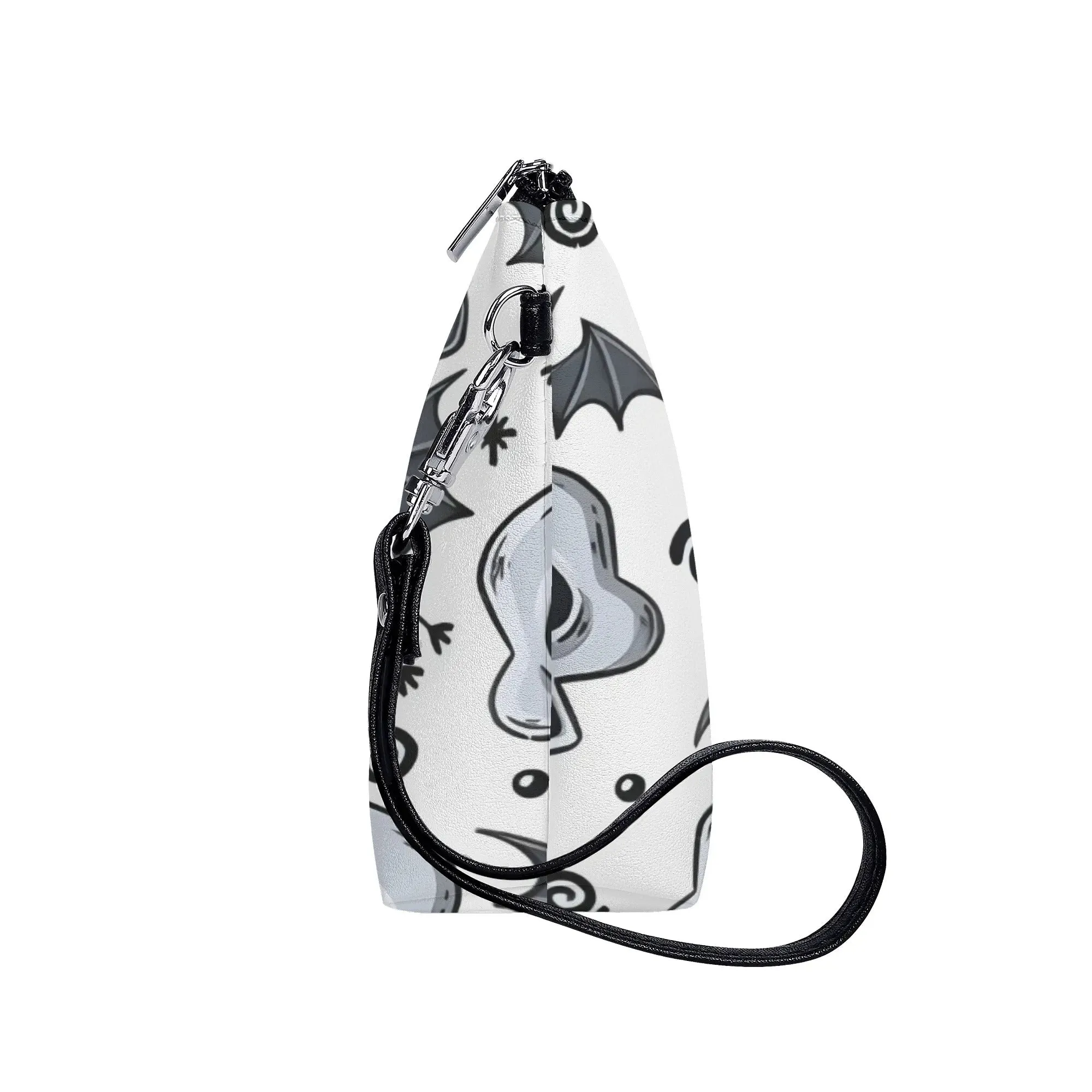 Cute Skull Pattern PU Leather Zipper Sling Make Up Bag