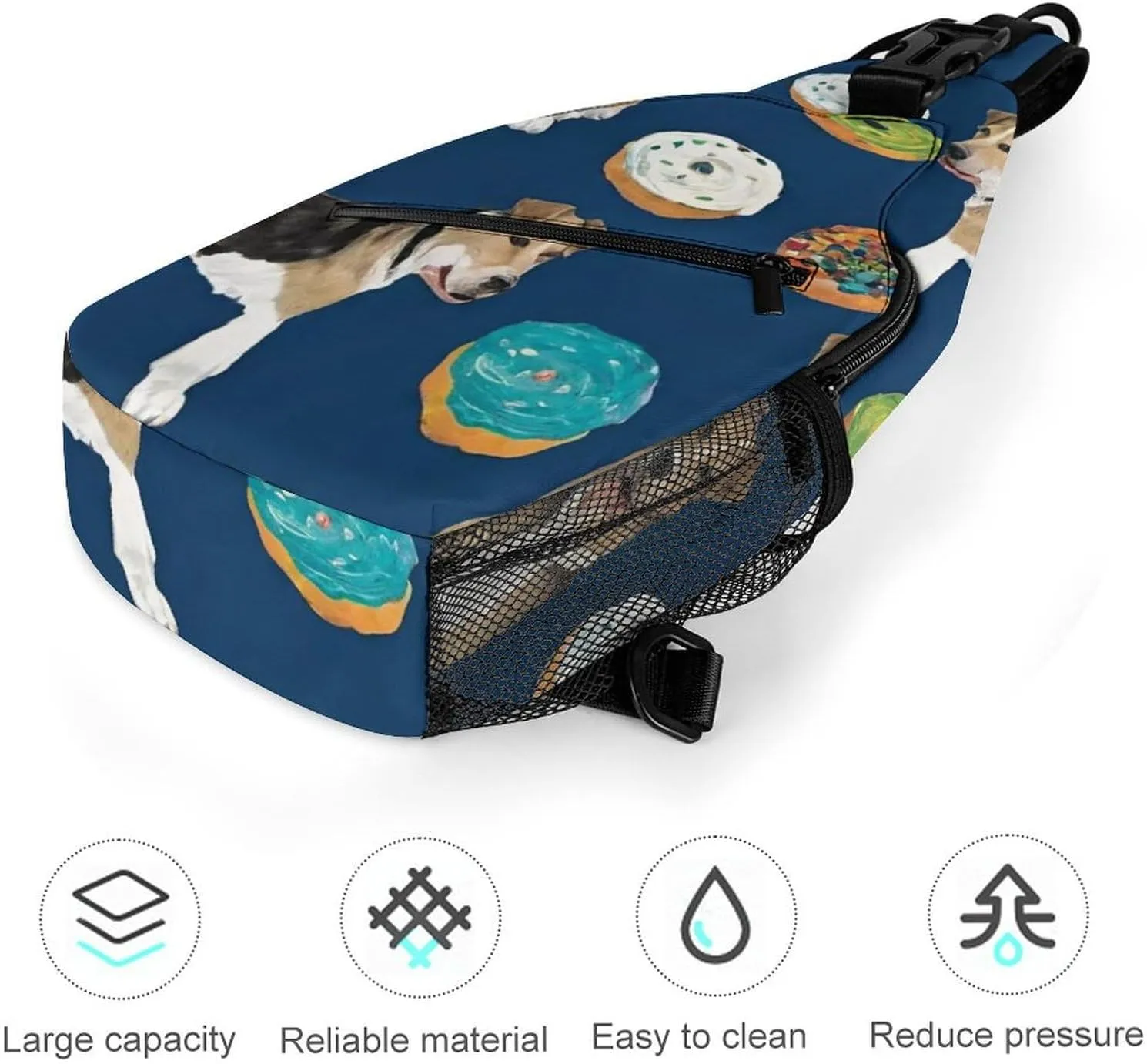 Cute Sling Shoulder Backpack, Backpacking, Wire Fox Terrier Dog Art Crossbody Daypacks Chest Shoulder Packs, Bookbag, Gym Bags Sack Daypack Outdoor Backpack for Men Women