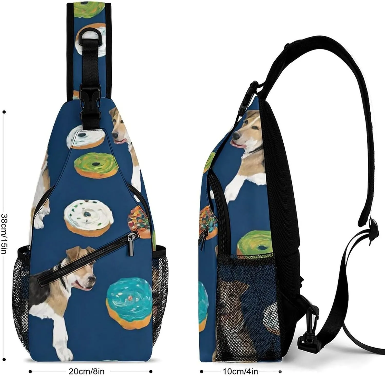 Cute Sling Shoulder Backpack, Backpacking, Wire Fox Terrier Dog Art Crossbody Daypacks Chest Shoulder Packs, Bookbag, Gym Bags Sack Daypack Outdoor Backpack for Men Women