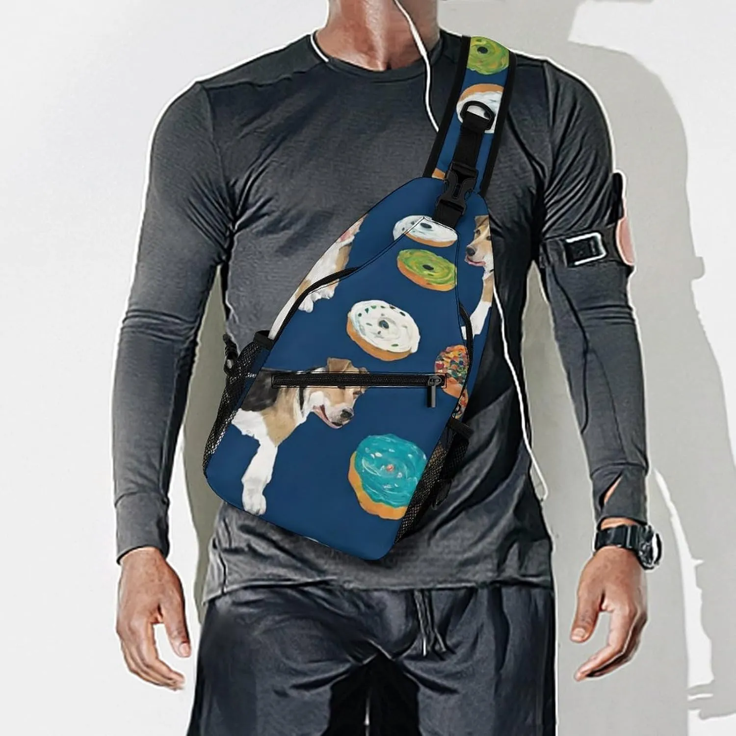 Cute Sling Shoulder Backpack, Backpacking, Wire Fox Terrier Dog Art Crossbody Daypacks Chest Shoulder Packs, Bookbag, Gym Bags Sack Daypack Outdoor Backpack for Men Women
